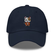 Load image into Gallery viewer, Praying White Cat Embroidered Relaxed Fit Baseball Cap, Buddha Gifts, Hats for Men, Sun Hats for Women