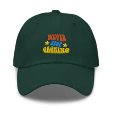 Load image into Gallery viewer, Never Stop Growing Embroidered Relaxed Fit Baseball Cap, Hats for Men, Sun Hats for Women