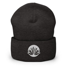 Load image into Gallery viewer, Amazing White Lotus Embroidered Cuffed Beanie, Beanies Hats For Men, Beanie For Women, Yoga Gifts