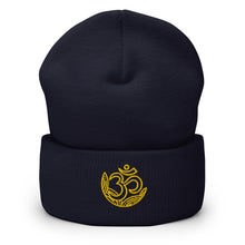 Load image into Gallery viewer, Om Embroidered Cuffed Beanie, Beanies Hats For Men, Beanie For Women, Yoga Gifts, Buddha Gifts
