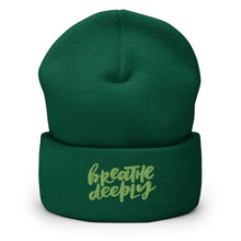 Load image into Gallery viewer, Breathe Deeply Embroidered Cuffed Beanie, Beanies Hats For Men, Beanie For Women, Buddha Gifts