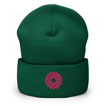 Load image into Gallery viewer, Blooming Pink Lotus Embroidered Cuffed Beanie, Beanies Hats For Men, Beanie For Women, Yoga Gifts