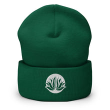 Load image into Gallery viewer, Amazing White Lotus Embroidered Cuffed Beanie, Beanies Hats For Men, Beanie For Women, Yoga Gifts