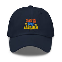 Load image into Gallery viewer, Never Stop Growing Embroidered Relaxed Fit Baseball Cap, Hats for Men, Sun Hats for Women
