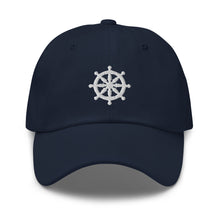 Load image into Gallery viewer, Wheel Of Dharma Embroidered Baseball Caps, Hats For Men, Sun Hats For Women, Yoga Gifts, Buddha Gifts
